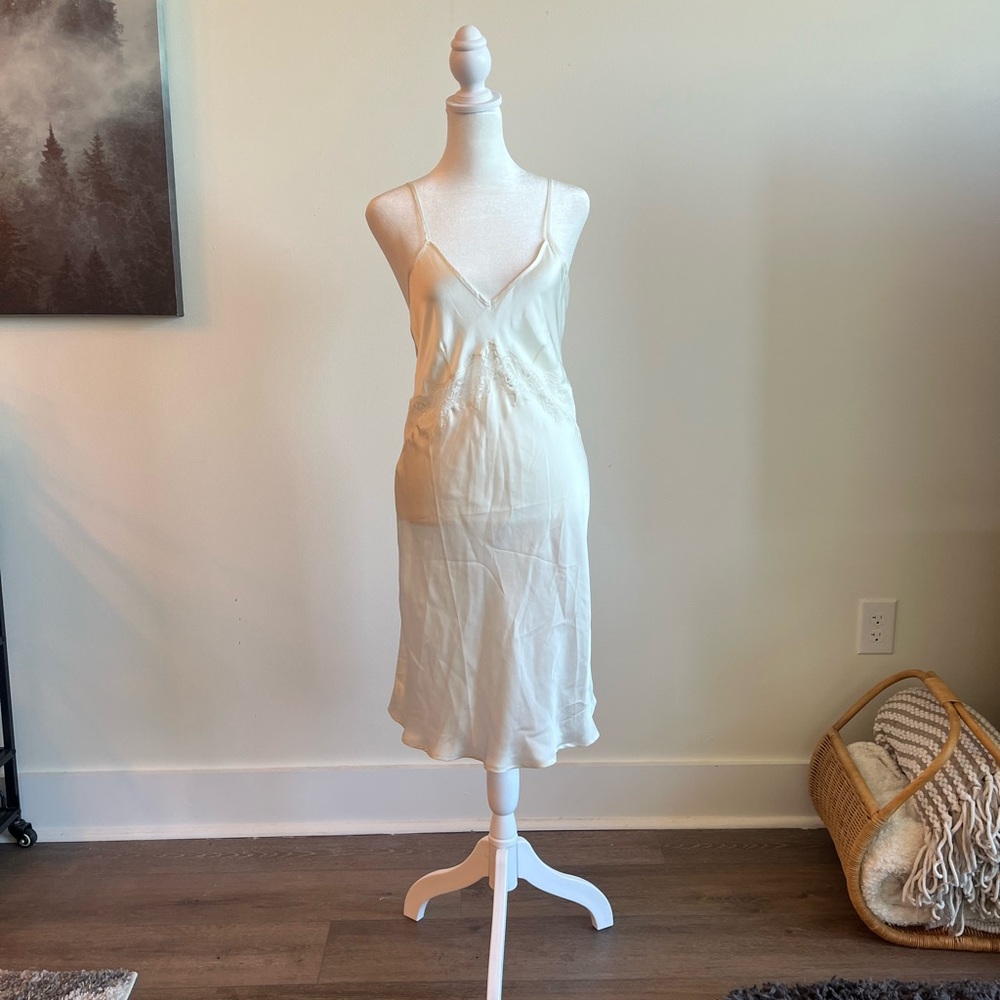 Halogen Cream Lace Slip Dress